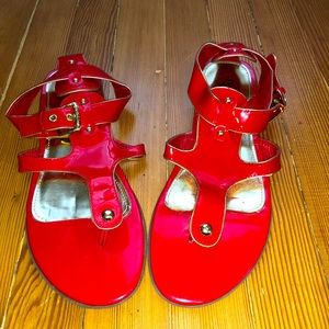 Franco Sarto Red Gladiator Strap Sandals
